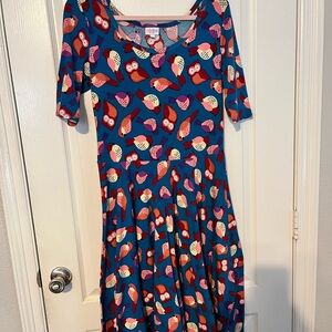 LuLaRoe Multicolor Owl Print Dress